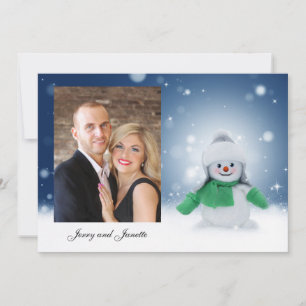 Cartes Pour Fêtes Annuelles Snowman coloré personnalisez avec votre photo