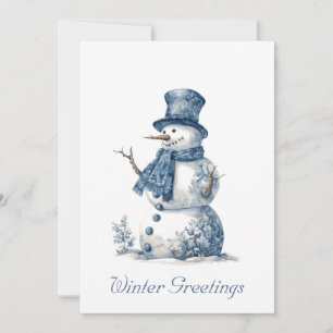 Cartes Pour Fêtes Annuelles Snowman dans Delft Blue