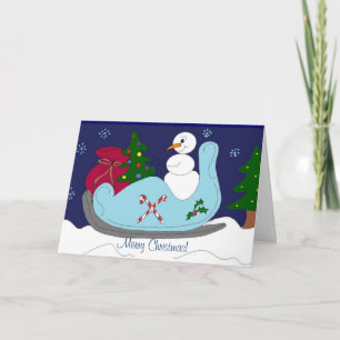 Cartes Pour Fêtes Annuelles Snowman dans un hangar