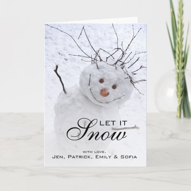 Cartes Pour Fêtes Annuelles Snowman De Noël Assis En Plein Air (Devant)