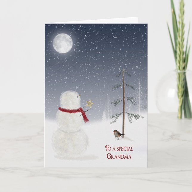 Cartes Pour Fêtes Annuelles Snowman de Noël pour grand-mère (Devant)