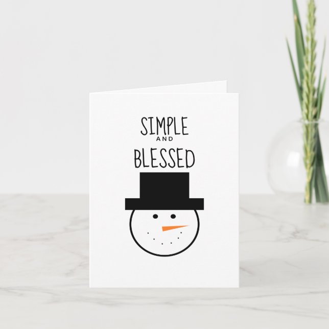 Cartes Pour Fêtes Annuelles Snowman de Noël simple et béni (Devant)