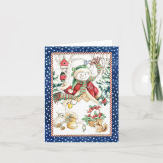 Cartes Pour Fêtes Annuelles Snowman d'hiver
