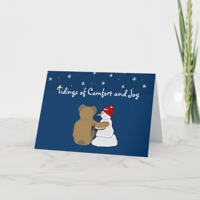 Cartes Pour Fêtes Annuelles Snowman et l'amitié des ours (Devant)