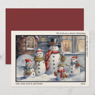 Cartes Pour Fêtes Annuelles Snowman Famille Joyeux Noël Bonne année