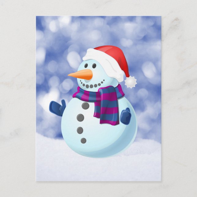 Cartes Pour Fêtes Annuelles Snowman hiver Joyeux Noël neige (Devant)