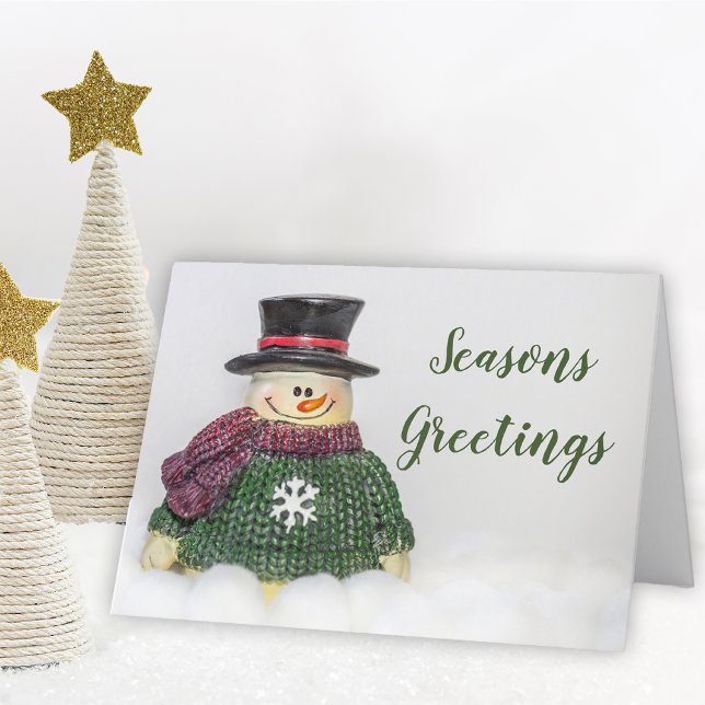 Cartes Pour Fêtes Annuelles Snowman Holiday (Season's Greetings Snowman Holiday Card.)