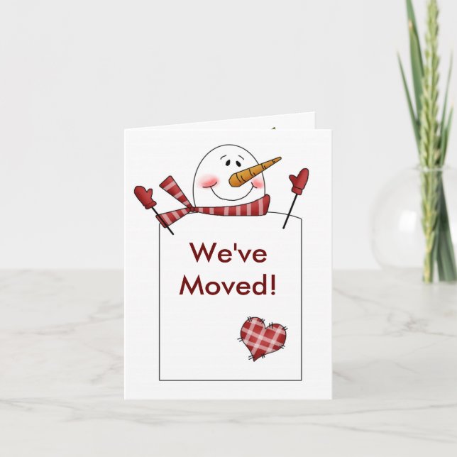 Cartes Pour Fêtes Annuelles SNOWMAN Holiday New Home Moving Card (Devant)