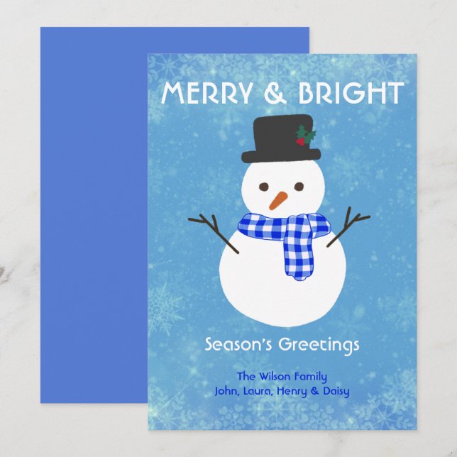 Cartes Pour Fêtes Annuelles Snowman Joyeux & Joyeuses Fêtes brillants Personna (Devant / Derrière)