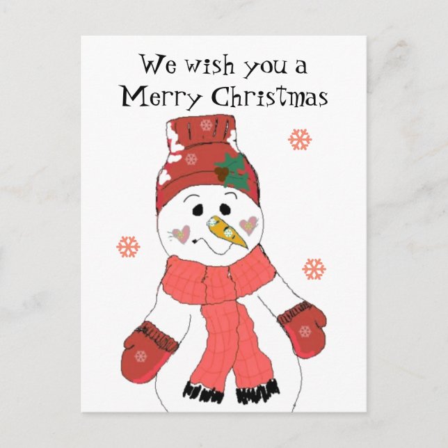 Cartes Pour Fêtes Annuelles Snowman - Joyeux Noël (Devant)