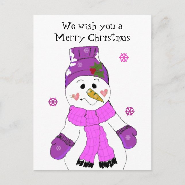 Cartes Pour Fêtes Annuelles Snowman - Joyeux Noël (Devant)