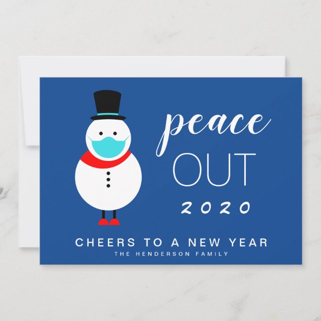 Cartes Pour Fêtes Annuelles Snowman Mask Peace Out 2020 Nouvel An drôle (Devant)