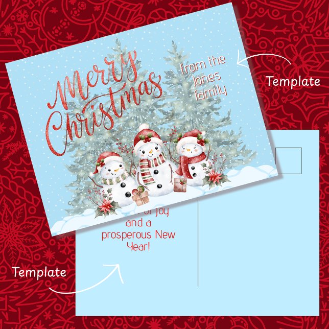 Cartes Pour Fêtes Annuelles Snowman Merry Christmas Postcard (Cute Snowman Holiday Postcard)