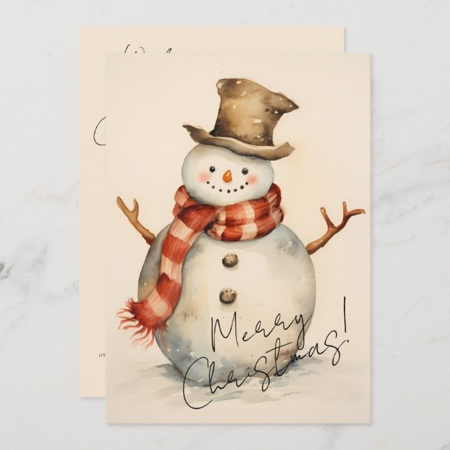 Cartes Pour Fêtes Annuelles Snowman minimal (Devant / Derrière)
