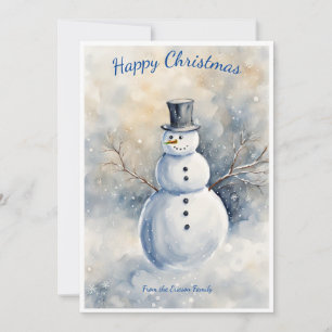Cartes Pour Fêtes Annuelles Snowman : Minimaliste Personnalisable Winter Wonde
