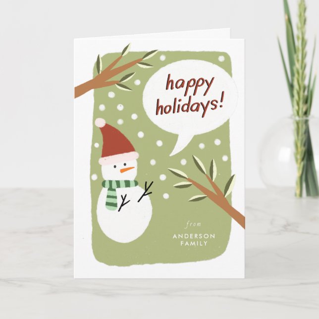 Cartes Pour Fêtes Annuelles Snowman moderne Joyeux voeux de vacances (Devant)