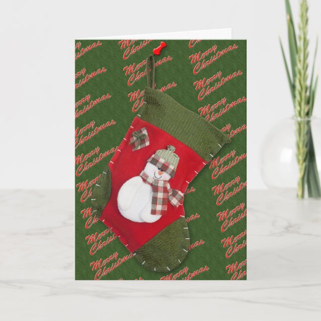 Cartes Pour Fêtes Annuelles Snowman Noël Stocker sur Green Custom (Devant)