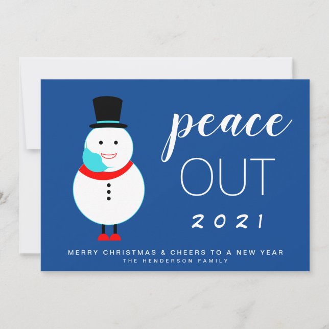 Cartes Pour Fêtes Annuelles Snowman Peace Out 2021 Noël drôle (Devant)