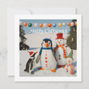 Cartes Pour Fêtes Annuelles Snowman & Penguin #2 Personnalisé Novelle Noël