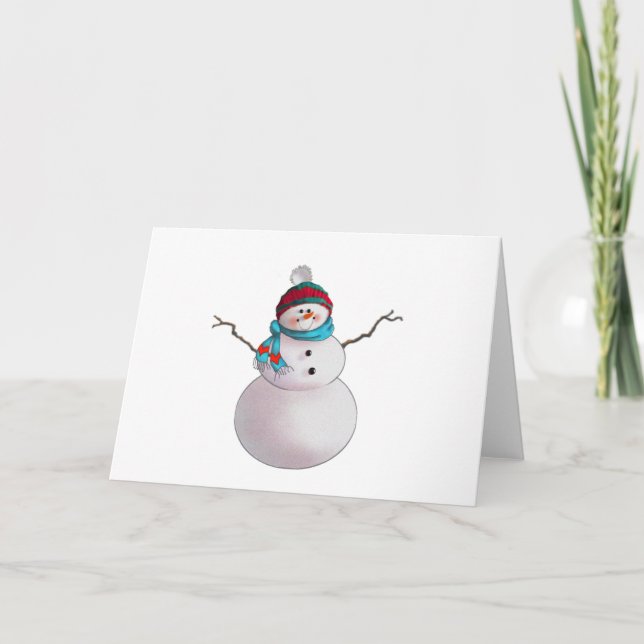 Cartes Pour Fêtes Annuelles SNOWMAN, SCARF & STOCKAGE CASQUETTE par SHARON SHA (Devant)