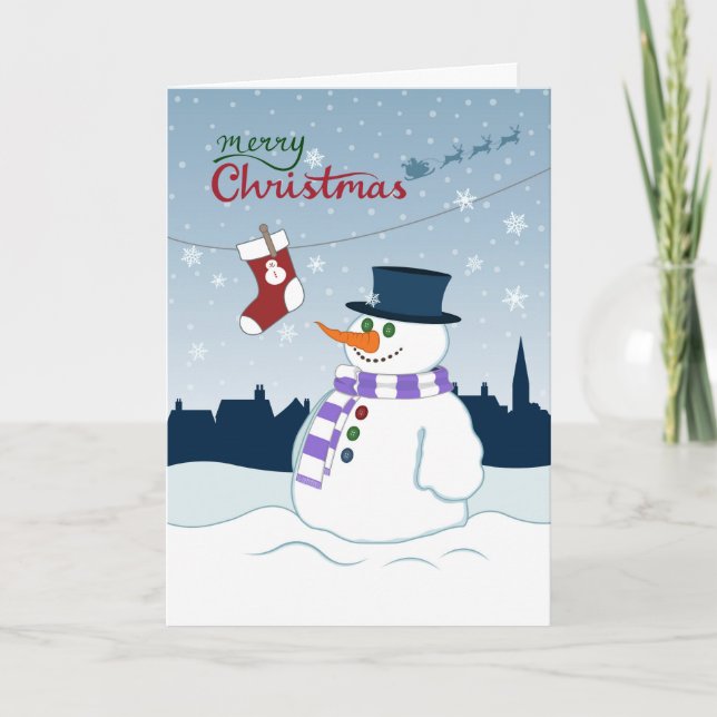 Cartes Pour Fêtes Annuelles Snowman & Stocker Joyeux Noël (Devant)