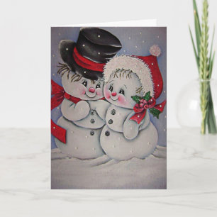 Cartes Pour Fêtes Annuelles Snowman Vintage