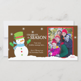 Cartes Pour Fêtes Annuelles Snowman Winter Holiday Photo Card 8x4