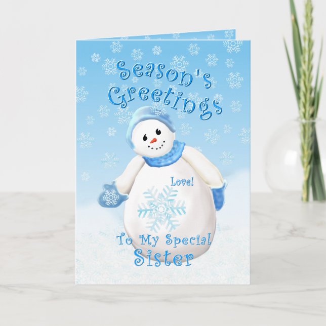 Cartes Pour Fêtes Annuelles Snowman Wonderland for Sister Christmas (Devant)
