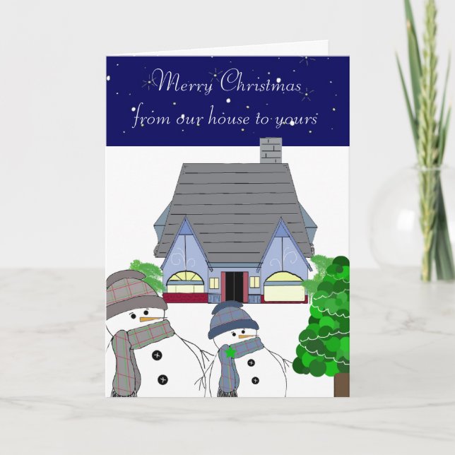 Cartes Pour Fêtes Annuelles Snowmen et Cosy House (Devant)