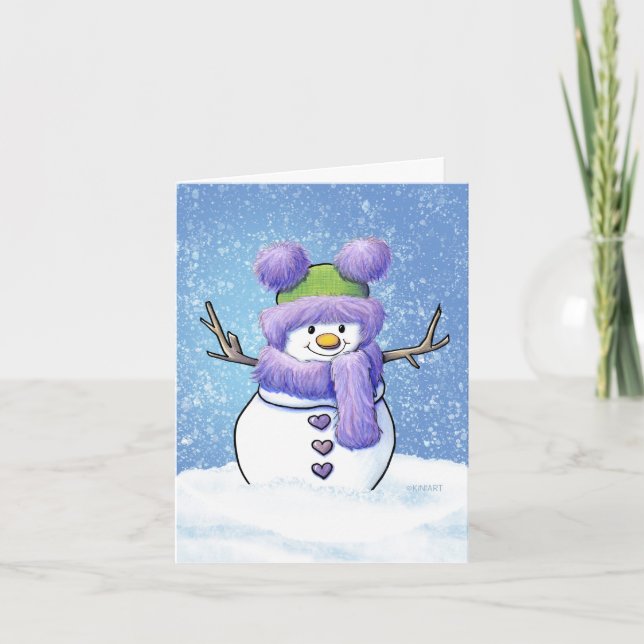 Cartes Pour Fêtes Annuelles Snowperson d'hiver (Devant)
