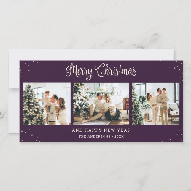 Cartes Pour Fêtes Annuelles Snowple Purple Joyeux Noël Photo (Devant)