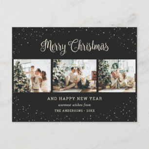 Cartes Pour Fêtes Annuelles Snowy Black Photo Collage Joyeux Noël