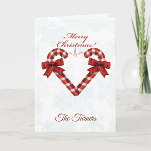 Cartes Pour Fêtes Annuelles Snowy Christmas Sucre de canne Heart Ekg Strip