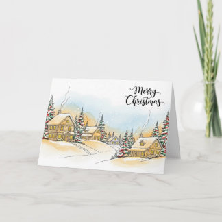 Cartes Pour Fêtes Annuelles Snowy Christmas Village with Cozy Winter Cottages