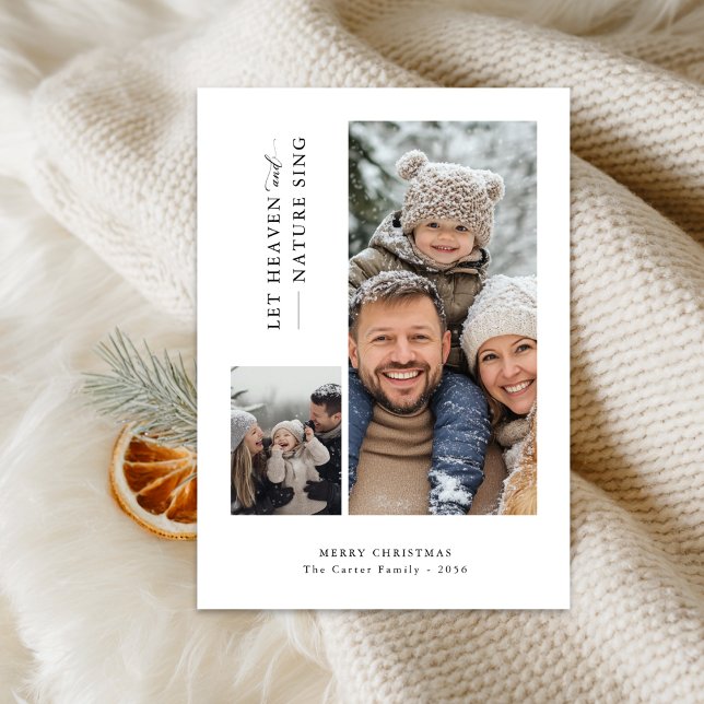 Cartes Pour Fêtes Annuelles Snowy Let Heaven and Nature Sing Christmas Photo (Créateur téléchargé)