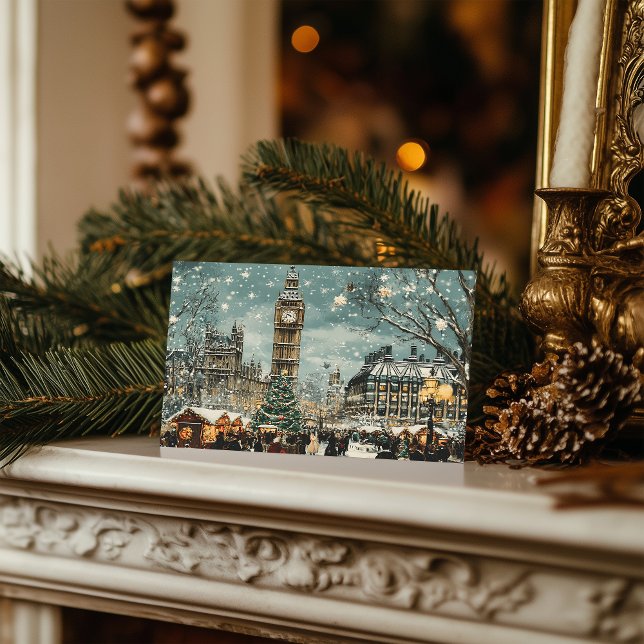 Cartes Pour Fêtes Annuelles Snowy London Christmas Scene (Créateur téléchargé)