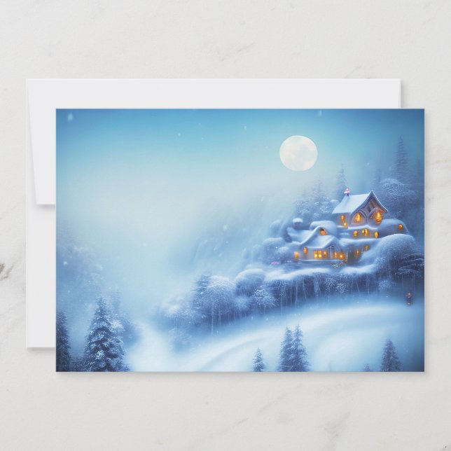 Cartes Pour Fêtes Annuelles Snowy merveilleux budget de la maison Noël (Devant)
