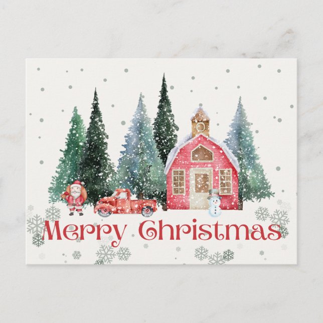 Cartes Pour Fêtes Annuelles Snowy Village Christmas Postcard (Devant)