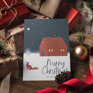 Cartes Pour Fêtes Annuelles Snowy Winter Scène Noël