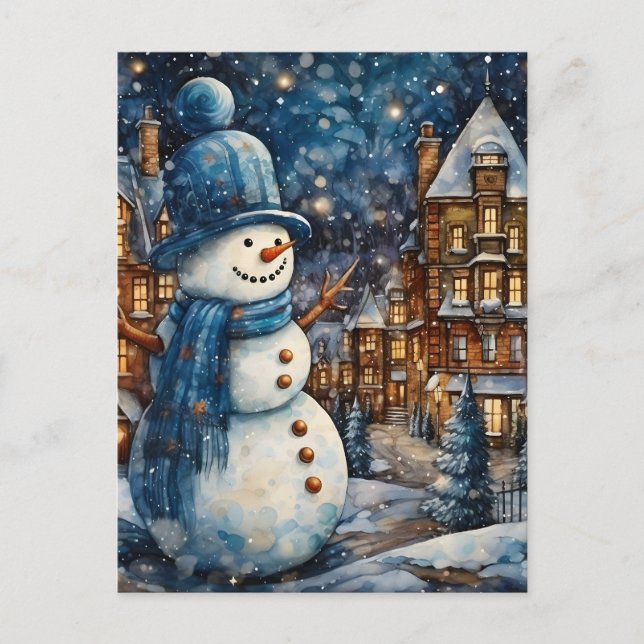 Cartes Pour Fêtes Annuelles Snowy Winter Town Wonderland (Devant)