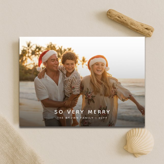 Cartes Pour Fêtes Annuelles So Very Merry Tropical Beach Family Photo (Créateur téléchargé)