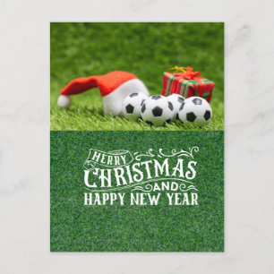 Cartes Pour Fêtes Annuelles Soccer Joyeuses vacances avec Noël chapeau de Noël