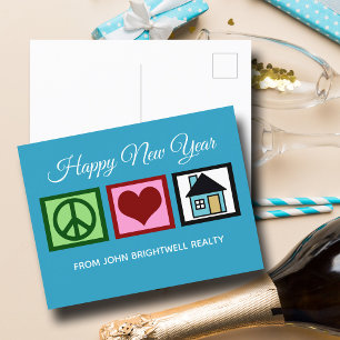 Cartes Pour Fêtes Annuelles Société immobilière sur mesure Bonne année Bleu