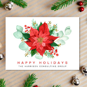 Cartes Pour Fêtes Annuelles Société Poinsettia Eucalyptus Watercolor