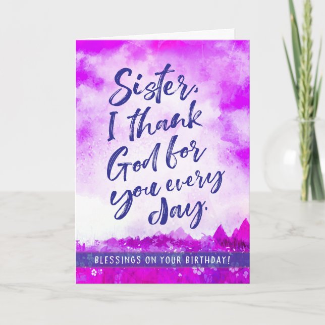 Cartes Pour Fêtes Annuelles Soeur anniversaire, je vous remercie tous les jour (Devant)