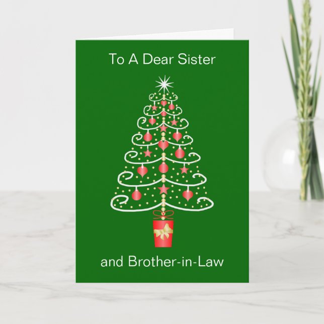 Cartes Pour Fêtes Annuelles Soeur Arbre De Noël Et Belle-Frère Noël (Devant)