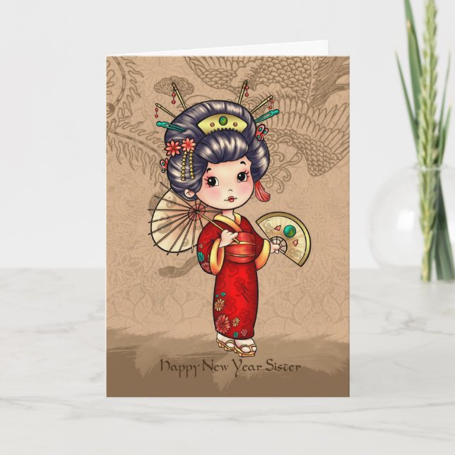 Cartes Pour Fêtes Annuelles Soeur Chinoise Nouvel An, Année Du Serpent, Mignon (Devant)
