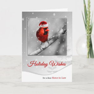 Cartes Pour Fêtes Annuelles Soeur en droit Cardinal rouge Oiseaux de Noël