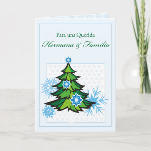 Cartes Pour Fêtes Annuelles Soeur et famille, Espagnol, Noël, flocons de neige