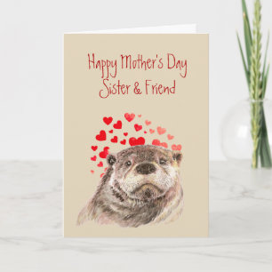 Cartes Pour Fêtes Annuelles Sœur Fête des Mères Amour mon Cœur Mignon Loutre